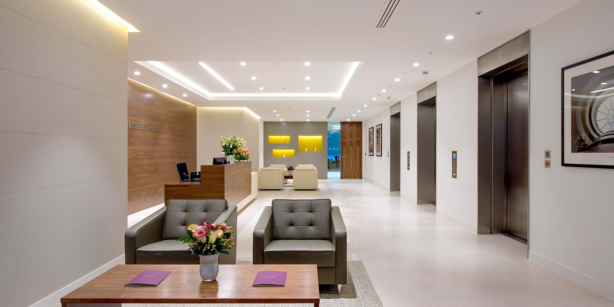 Modus Workspace office design, fit out and refurbishment - Guggenheim Partners - Reception - GuggeinheimII_01_highres.jpg