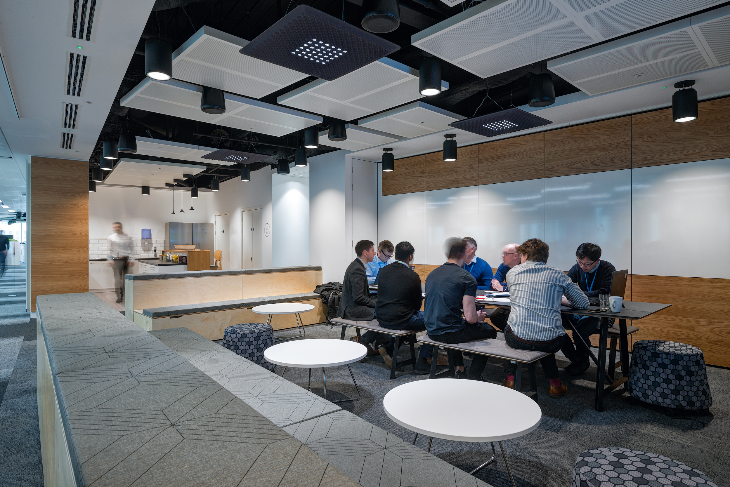 An informal meeting space in Atkins' Nova North office with a collaborative layout.