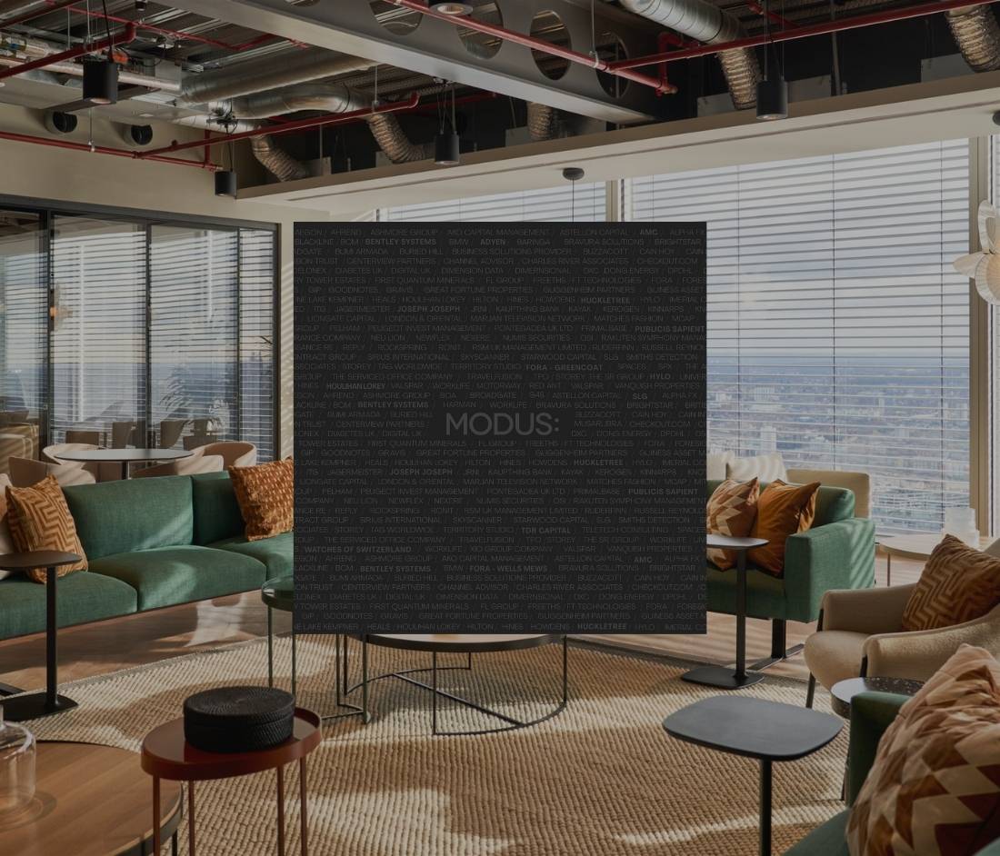 Modus Workspace Turns 32 Yearbook, featuring a news image at Modus